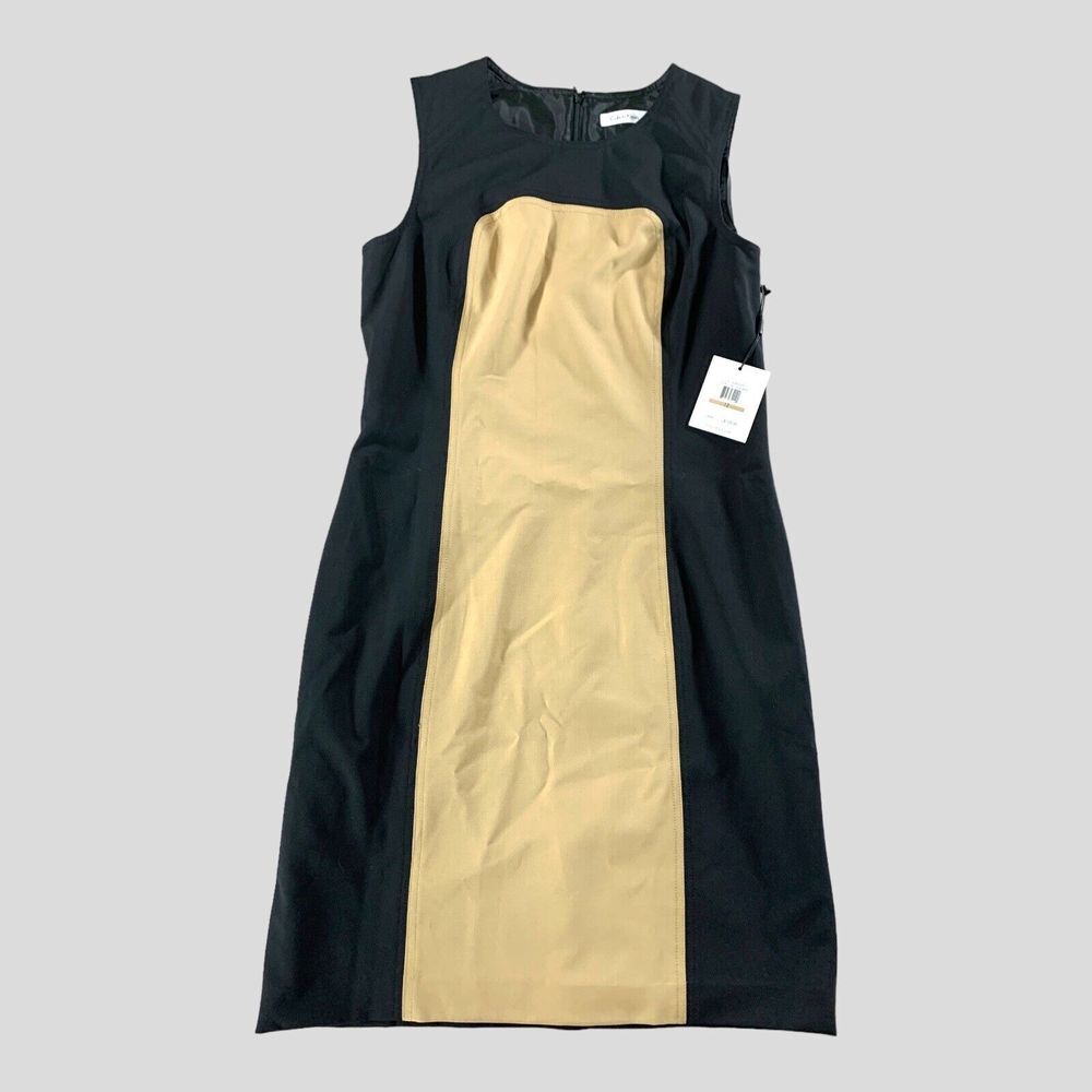 Calvin Klein‎ Dress Womens 12 Black Scuba Two Tone Empire Waist Sleeveless NWT
